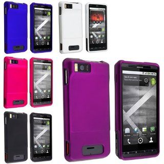 eForCity Accessory Bundle 5 Color Rubberized Hard Cases Compatible with Motorola Droid X2 Daytona (Black, Purple, White, Blue, Hot Pink) Cell Phones & Accessories