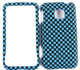 For Lg Optimus 2 As680 Black Blue Checkers Embossed Case Accessories Cell Phones & Accessories