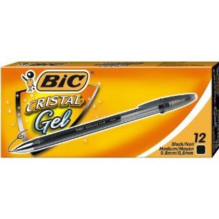 BIC Cristal Roller Ball Stick Gel Pen, Black Ink, Medium, Dozen (CG11 BK)  Gel Ink Rollerball Pens 