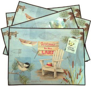 Set of 4 Welcome to the Lake Adirondack Chair Placemats By Sandy Clough 13x18"   Place Mats