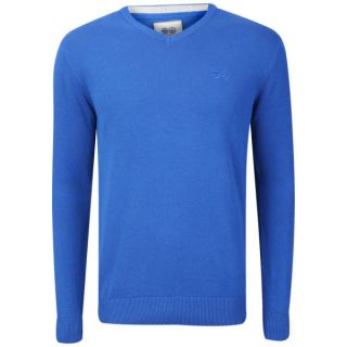 Crosshatch Mens Veeter V Neck Knitted Jumper   Classic Blue      Mens Clothing