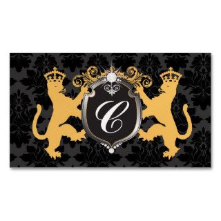 311 Luxe Lion Heraldry YEllow Metallic Pearl Business Cards