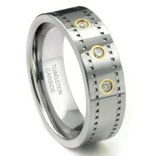 Tungsten Carbide 14K Gold Diamond Milgrain Wedding Band Ring Sz 13.0 SN#692 Jewelry
