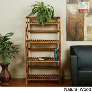 Hayden Four Tiered Cross stroke Design Solid Wood Shelf Rack Office Star Products Shelves