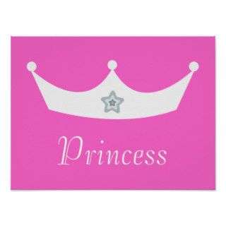 White Crown Pretty Pink Princess Customizable Posters