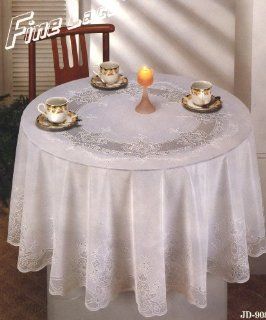 Tablecloth, Vinyl Lace 70 Inches Round, White  