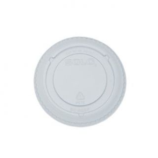 Solo 695TP PETE Plastic Flat Cold Cup Lid, 3 19/32" Diameter x 51/128" Height, Clear (Case of 1000)