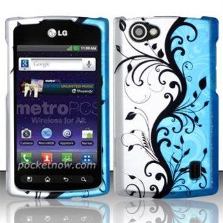 Rubberized Blue Vines Design for LG LG Optimus M + MS695 Cell Phones & Accessories