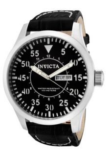 Invicta 11184  Watches,Mens Specialty/Outdoor Black Dial Black Genuine Calf Leather, Casual Invicta Quartz Watches