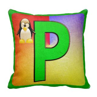 Alphabet Letter P Throw Pillows
