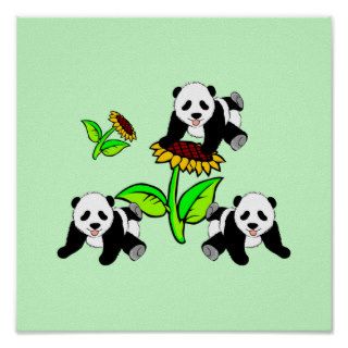 Sunflower Panda Bears Print