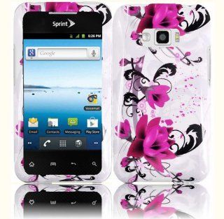 Purple Lily Design Hard Case Cover for LG Optimus Elite LS696 Cell Phones & Accessories