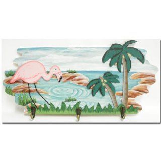 Pink Flamingo Wall Plaque with Hooks   Decorative Plaques