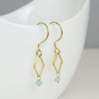 22 k gold plated blue apatite earrings by begolden