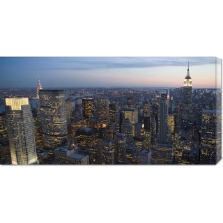 Unknown 'Manhattan at dusk' Stretched Canvas Canvas