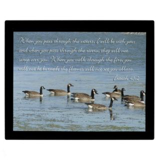 Isaiah 432 Bible Verse with Swimming Geese Photo Plaque