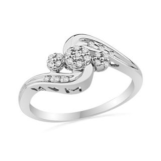 10 CT. T.W. Diamond Triple Cluster Mom Ring in Sterling Silver