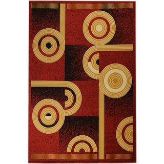 Paterson Abstract Dark Red Area Rug (5 X 7)