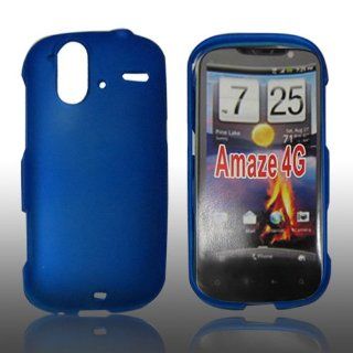 BLUE snap on Hard Case for T Mobile HTC AMAZE 4G Rubberized Protector Skin Cell Phones & Accessories