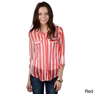 Hailey Jeans Co Hailey Jeans Co. Juniors Striped Button up Top Red Size S (1  3)