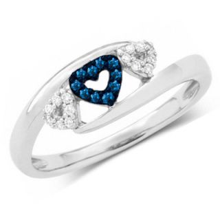 10 CT. T.W. Enhanced Blue and White Diamond Triple Heart Promise