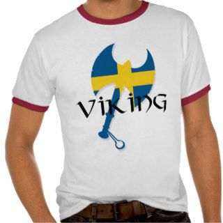 Swedish Viking Sweden flag Axe T shirts