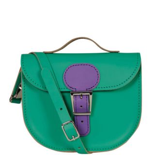 Brit Stitch Leather Two Tone Half Pint Shoulder Bag  Emerald Green/Purple      Womens Accessories