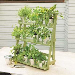 three tier herb and plant theatre in natural hardwood by plant theatre