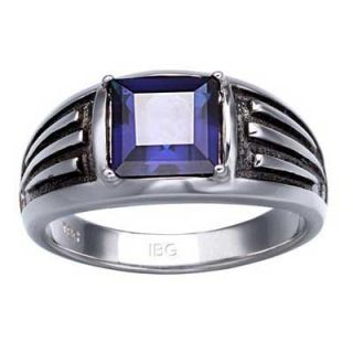 online only men s 8 0mm square lab created blue sapphire ring in