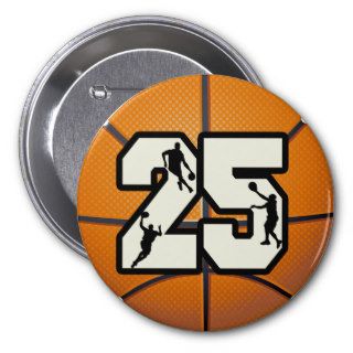 Number 25 Basketball Buttons