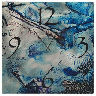 Cool Jazz Clock Blue/ Silver Abstract Faux crinkled Texture Wall Clock
