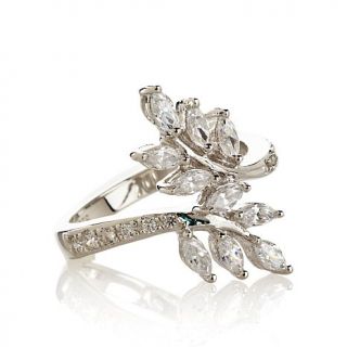 Absolute Leaf Design Marquise Pavé Bypass Ring   1.13ct