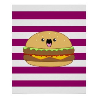 Kawaii Burger Poster   Choose Your Colour