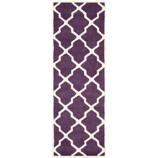 Safavieh Handmade Moroccan Chatham Purple/ Ivory Contemporary Wool Rug (23 X 9)