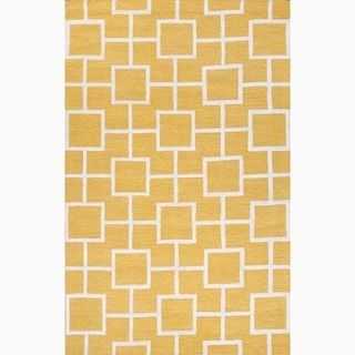 Hand made Yellow/ Ivory Wool/ Art Silk Textured Rug (2x3)