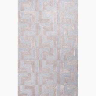 Hand made Blue/ Tan Polyester Textured Rug (5x8)