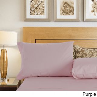 Alok International Wrinkle Free Cotton Blend 600 Thread Count Sheet Set Purple Size Queen