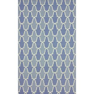 Nuloom Flatweave Modern Trelis Blue Abstract Wool Rug (76 X 96)