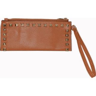 Womens Blingalicious Leatherette Clutch With Studs Q2027 Camel