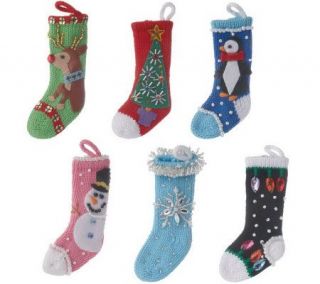 Quacker Factory Set of 6 Mini Embellished Stocking Ornaments —
