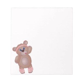 Keep Fit Aerobics Teddy Bear in Girly Pinks Note Pad