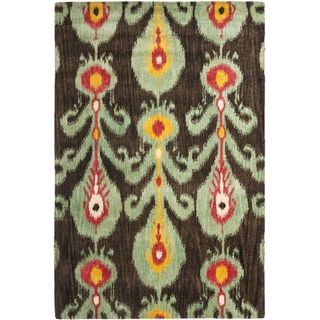 Handmade Ikat Charcoal Grey/ Blue Wool Rug (9' x 12') Safavieh 7x9   10x14 Rugs