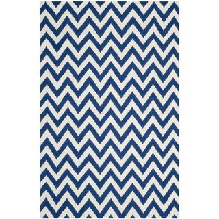 Safavieh Hand woven Moroccan Dhurries Blue/ Ivory Wool Rug (8 X 10)