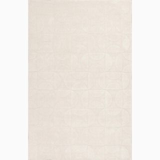 Hand made Ivory/ White Wool Textured Rug (2x3)