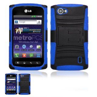 LG Optimus M+ MS695 Black And Blue 2nd Gen. Hybrid Case Cell Phones & Accessories