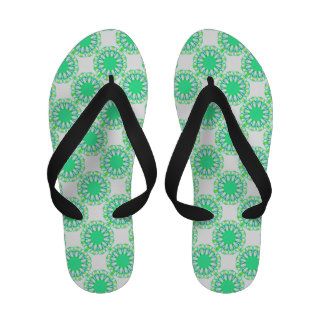 Mint Green Retro Flower Women's Flip Flop Sandals