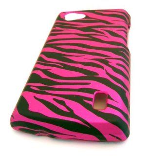 MetroPCS LG MS695 Optimus M+ Pink Zebra HARD RUBBERIZED FEEL RUBBER COATED Design Accessory Case Skin Cover HARD Cell Phones & Accessories