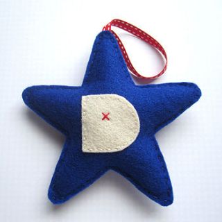 personalised felt star decoration by ilovehearts