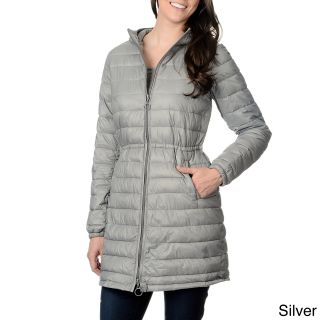 Nuage Nuage Leonardo Womens Hooded Faux Down Quilted Coat Silver Size M (8  10)