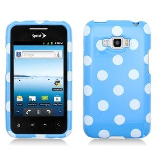 LG Optimus Elite LS696 Polka Dots Light Blue White Design Snap on Case Cell Phones & Accessories